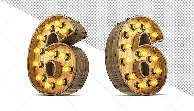 周年庆倒计时3D木纹灯管数字