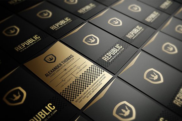 高端黑金色单双面企业名片PSD模板合集D